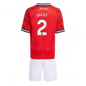 Manchester United Diogo Dalot #2 Hemmaställ Barn 2025-26 Kortärmad (+ Korta byxor)